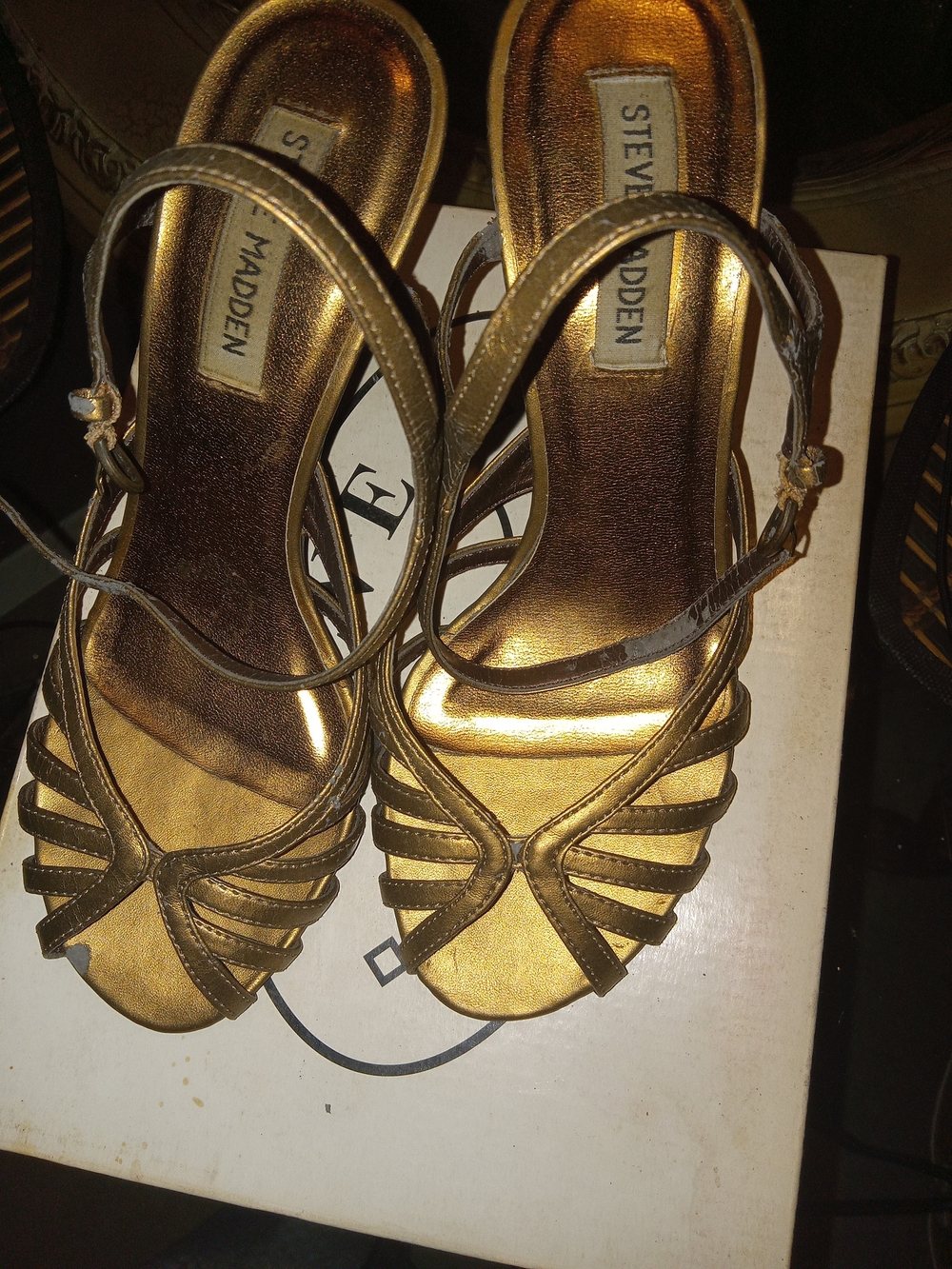 Steve Madden Metallic Gold Strappy Heeled Sandals